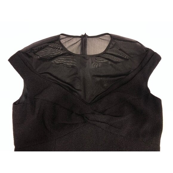 David Meister Little Black Dress Size 4 Sheer Top Short Sleeve Chic Classic USA - Picture 5 of 12